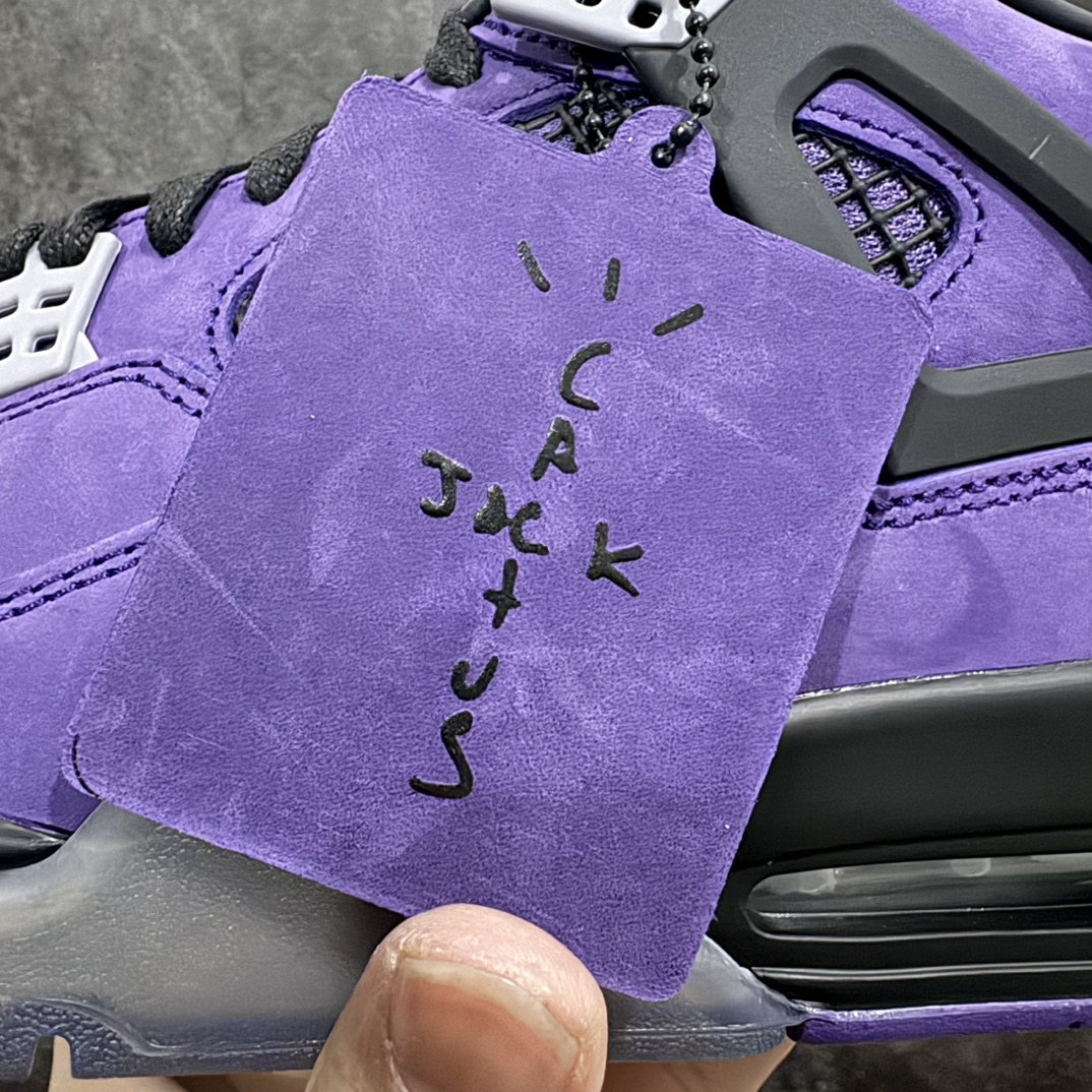 纯原TravisScottxAirJordanAJ4TS联名亲友限定黑紫AJ4-766296圈内最强四代