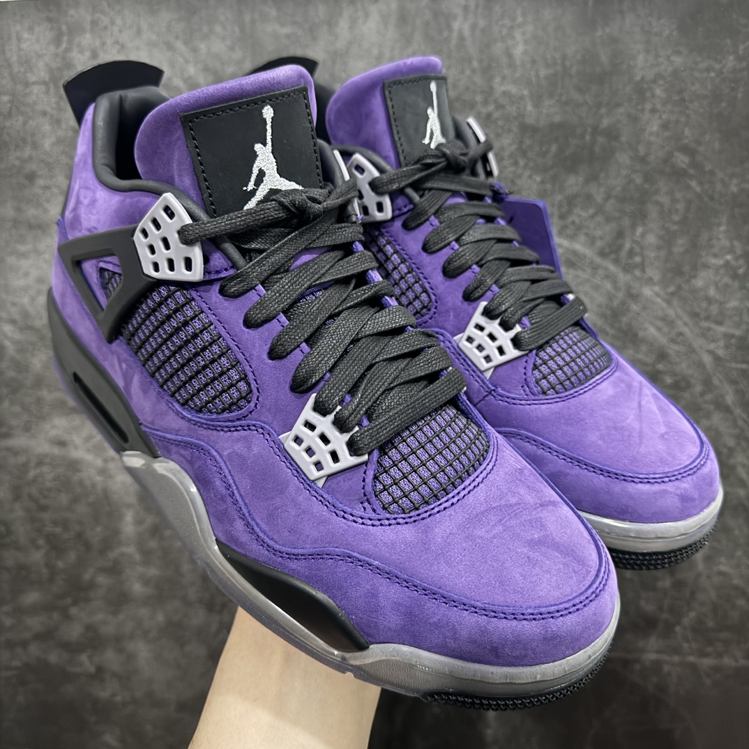 纯原TravisScottxAirJordanAJ4TS联名亲友限定黑紫AJ4-766296圈内最强四代