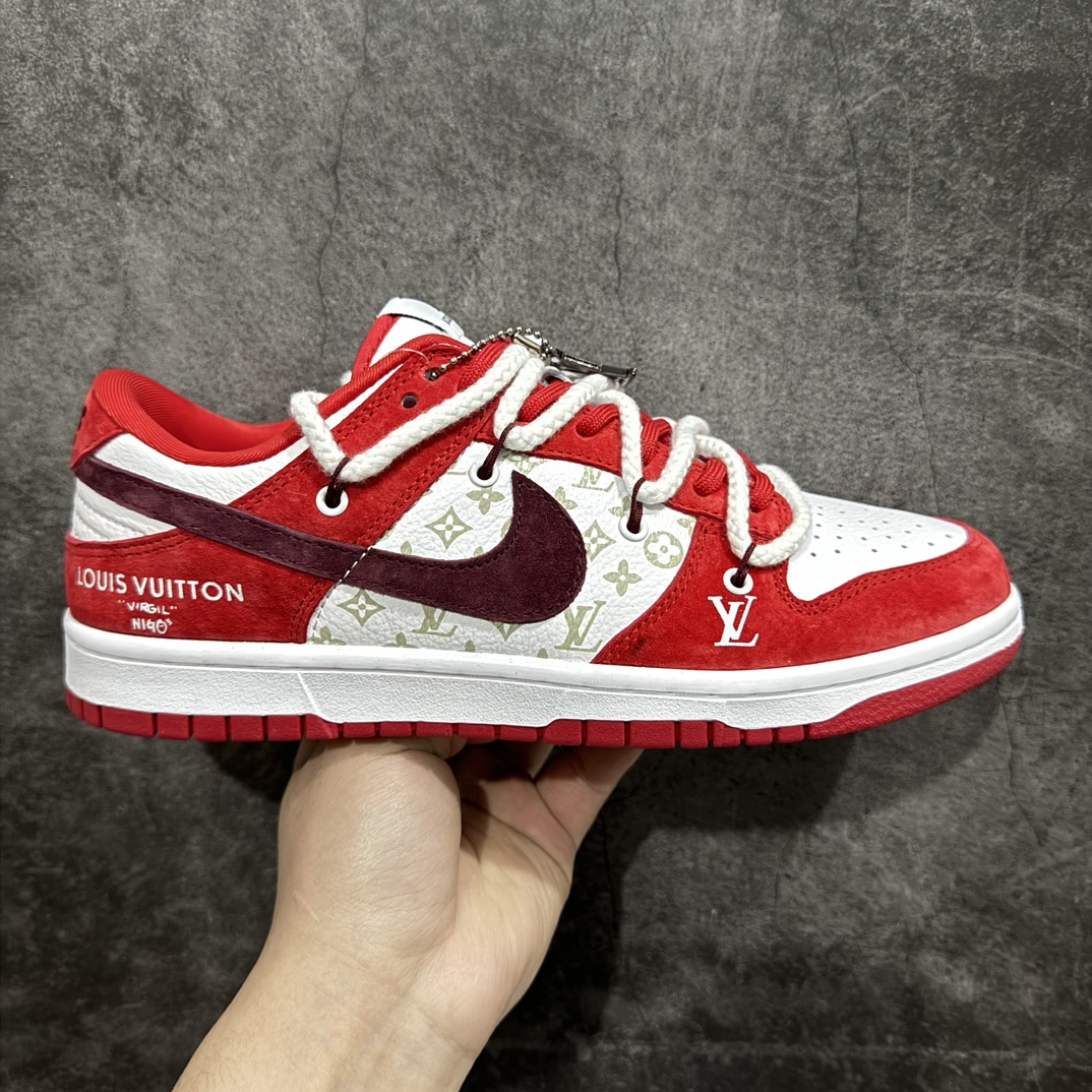 NikeSBDunkLow“LV联名新年红印花”周年高端定制低帮休闲板鞋定制鞋盒大厂纯原品质出货超高清洁