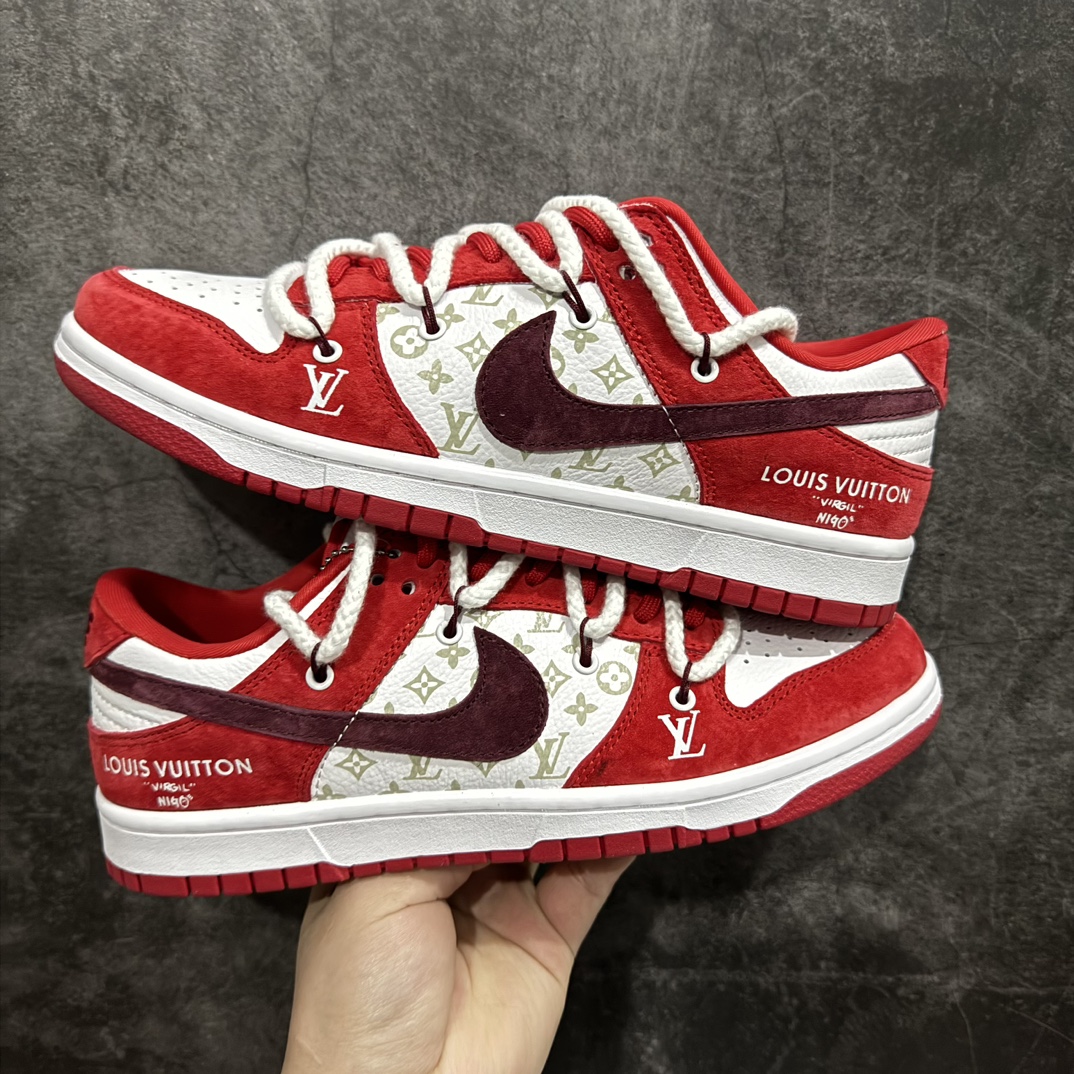 定制版NikeSBDunkLow“LV联名新年红印花”周年高端定制低帮休闲板鞋定制鞋盒大厂纯原品质出货超