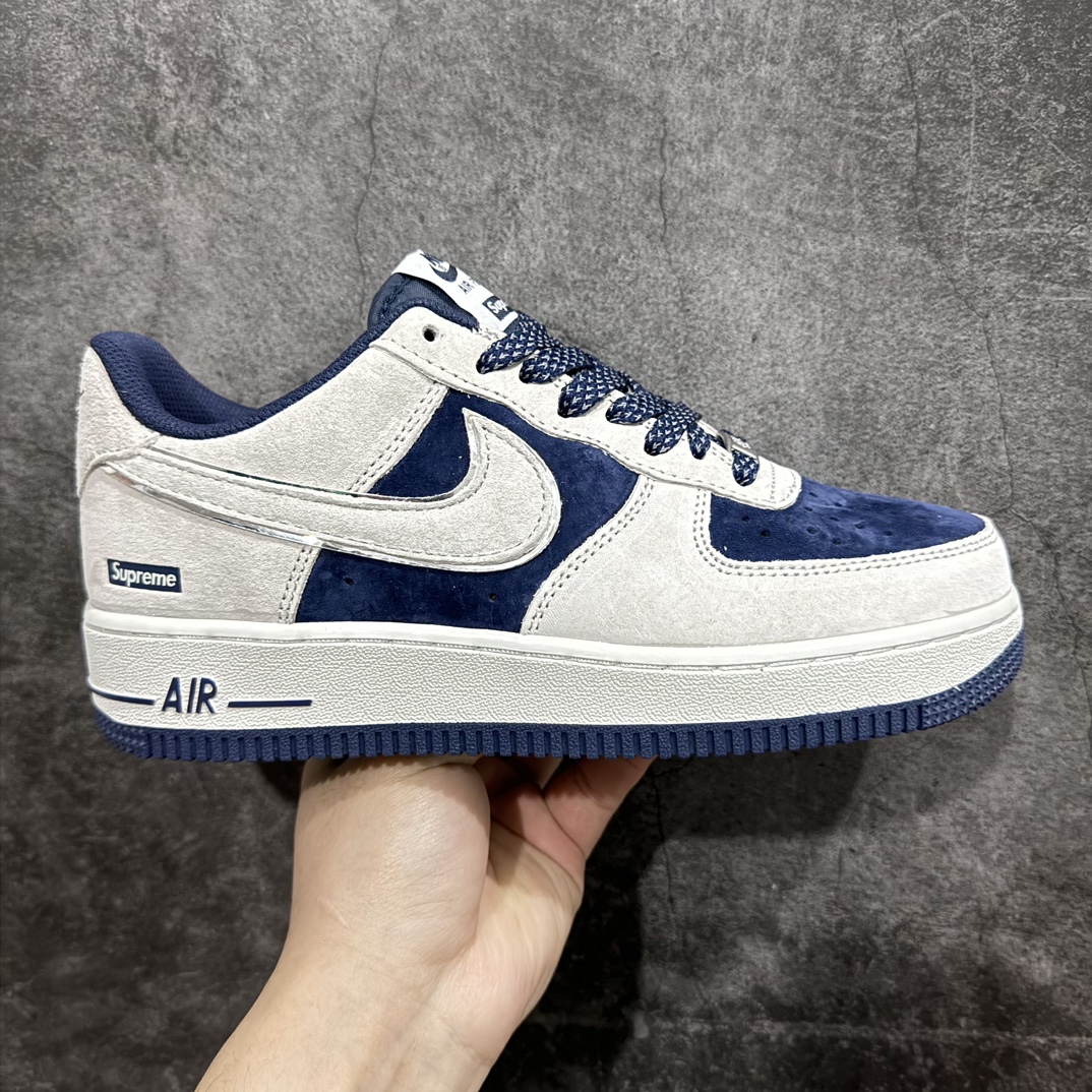 【公司级】Supreme x Nk Air Force 1\’07 Low 联名款 灰深蓝麂皮 空军一号低帮休闲板鞋 ME2392-103n#3M反光 定制皮料 原盒原包装 原楦头原纸板 纯正版型 正品NFC感应芯片 内置全掌气垫 尺码：36 36.5 37.5 38 38.5 39 40 40.5 41 42 42.5 43 44 44.5 45-莆田鞋批发中心