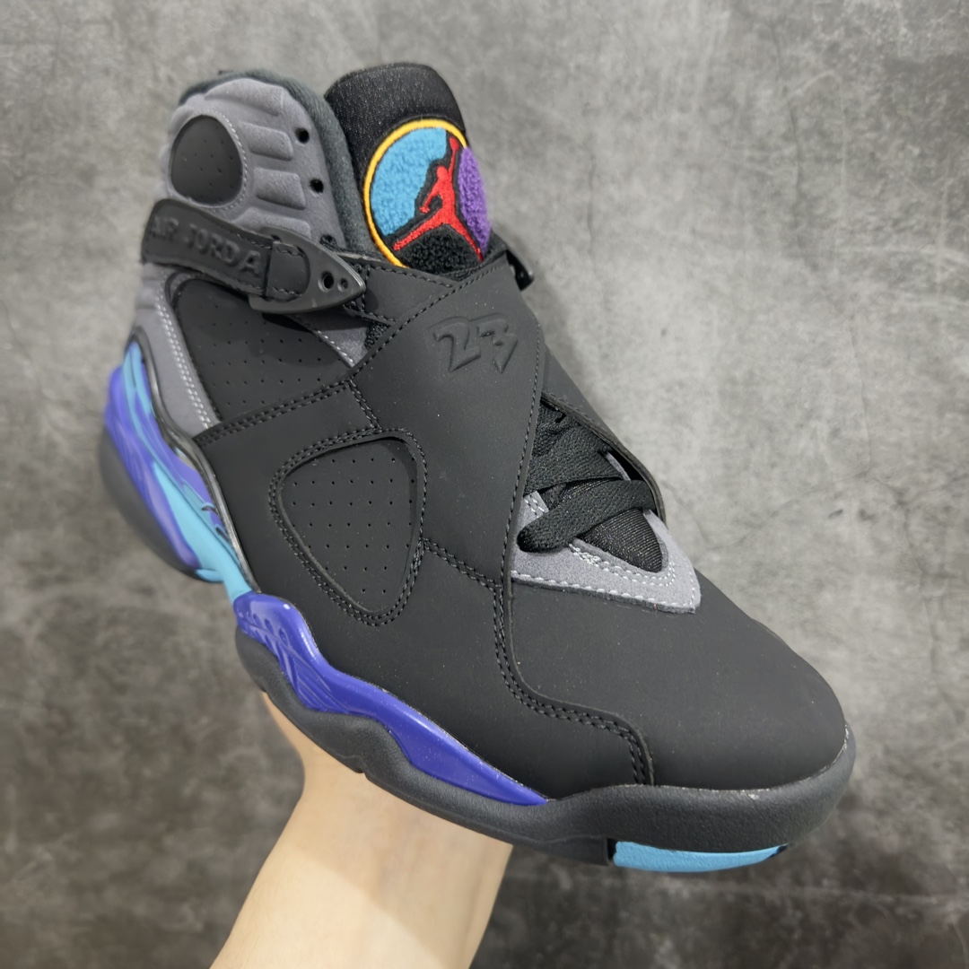 图片[3]-【外贸版本】Air Jordan 8 \”Aqua\” AJ8 乔8水鬼配色 篮球鞋 305381-025n#水鬼配色的此番亮相以忠于元年的黑色牛巴革呈现，沉稳和厚实的氛围之下，中底和鞋舌精妙的多彩点缀带来十足的抢眼亮点，张弛有度的魅力呈现，不容错过的经典回归！ 尺码：40 40.5 41.5 42 42.5 43 44 44.5 45 46 47.5 48.5-莆田鞋批发中心