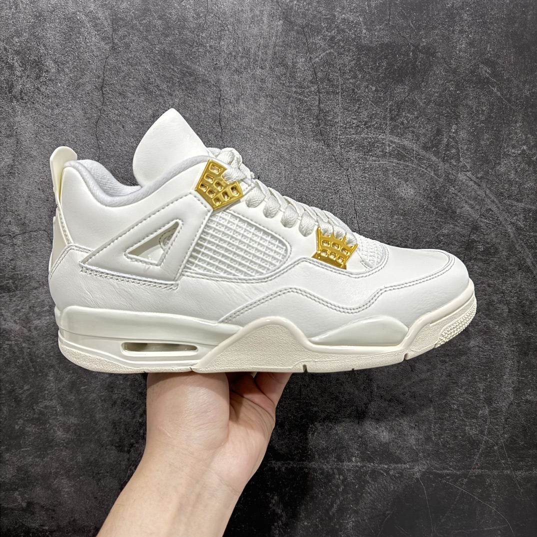 【莞产裁片版本】Air Jordan 4 “Metallic Gold”AJ4米白金扣n品质细节无可挑剔的版本n天花板级别的产物 真心完美好货n原鞋原版开发 原厂磨具和正确版型！n原厂皮料 原楦头 细节同步ZP 外贸首选操作版本 货号：AQ9129-170 尺码：40.5-48.5-莆田鞋批发中心