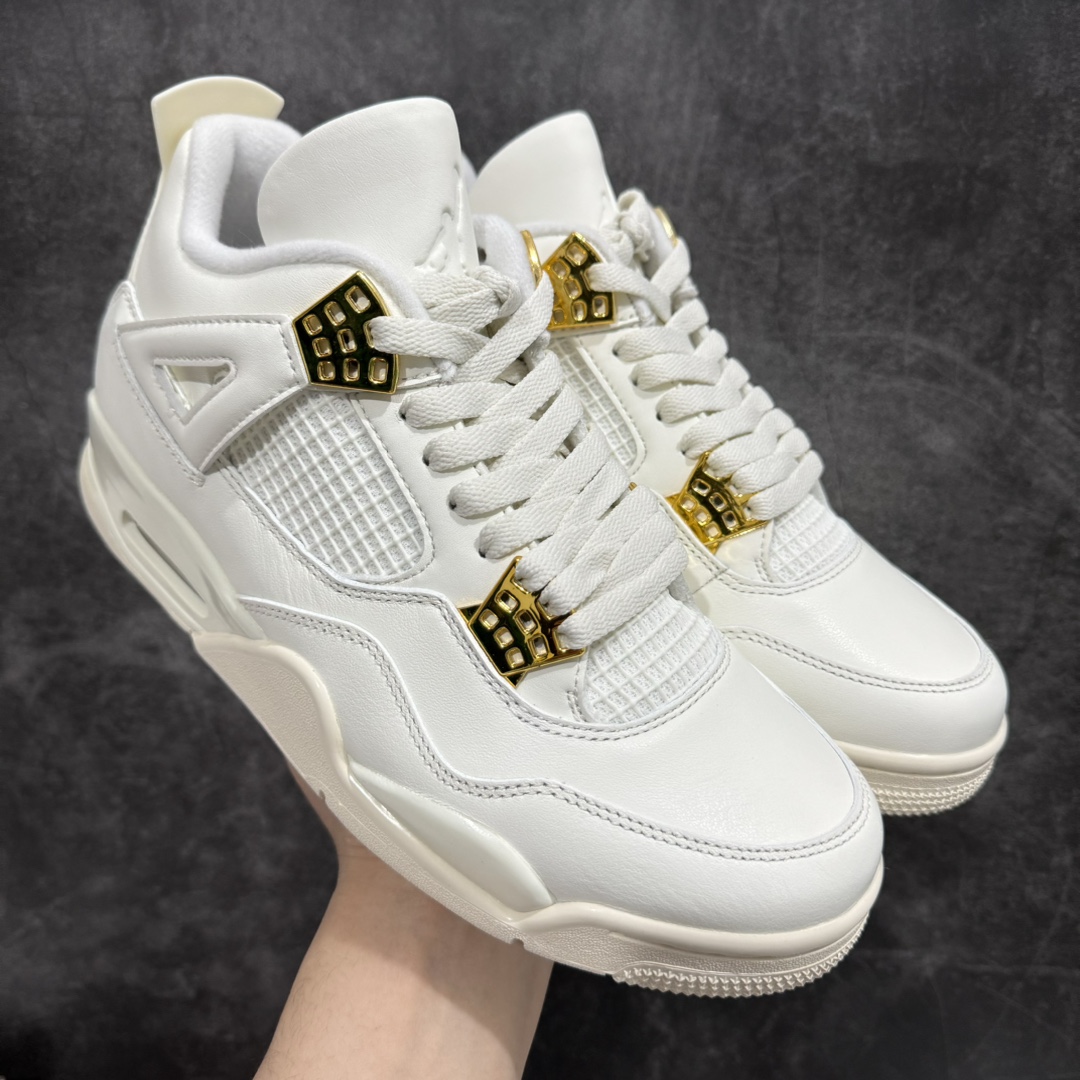 【莞产裁片版本】Air Jordan 4 “Metallic Gold”AJ4米白金扣n品质细节无可挑剔的版本n天花板级别的产物 真心完美好货n原鞋原版开发 原厂磨具和正确版型！n原厂皮料 原楦头 细节同步ZP 外贸首选操作版本 货号：AQ9129-170 尺码：40.5-48.5-莆田鞋批发中心