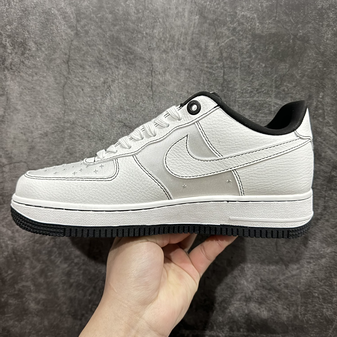 公司级NikeAirForce107Low夏季清凉系列“冰丝黑线”空军一号低帮运动鞋休闲鞋AF1经典纯白