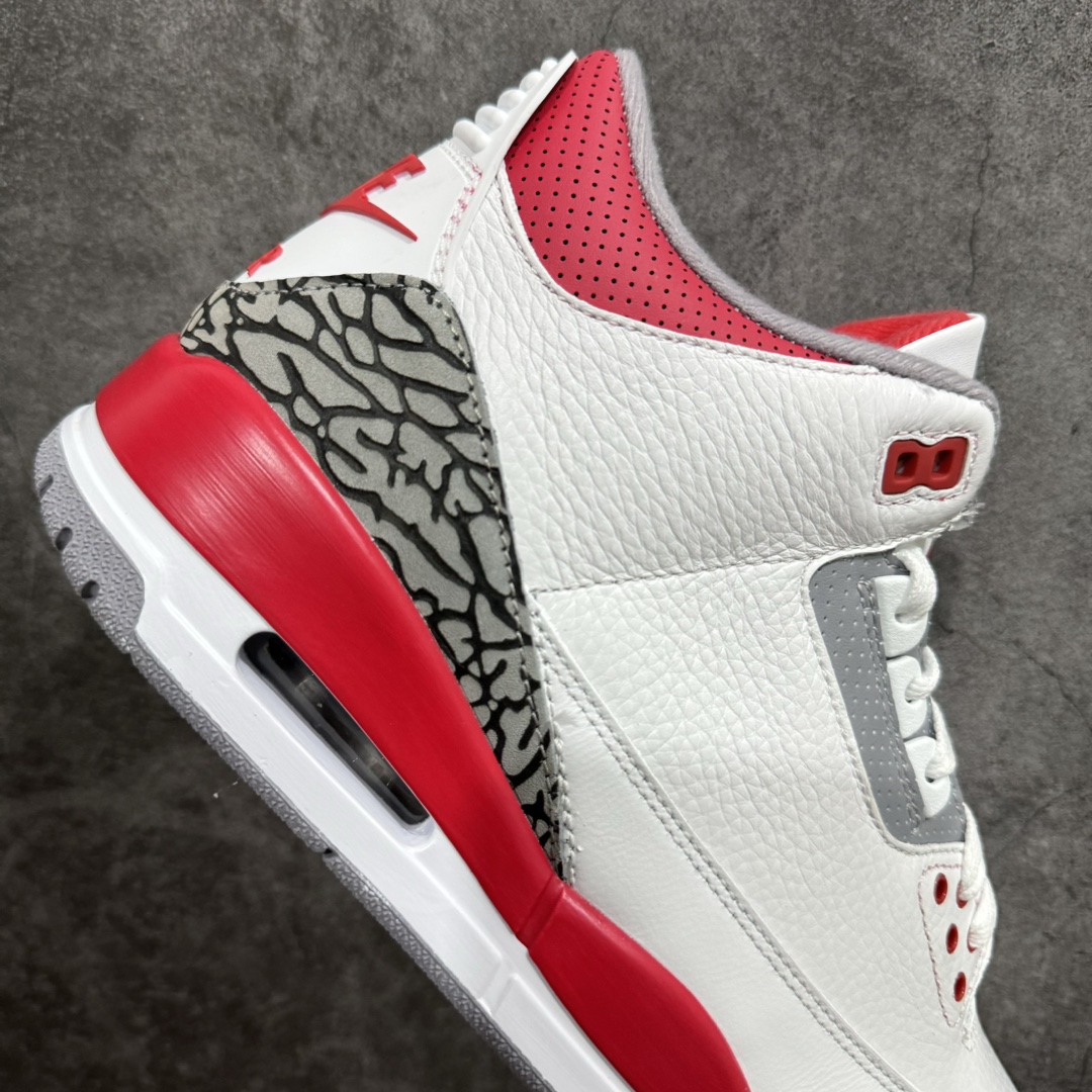 图片[7]-【原厂版】Air Jordan AJ 3 OG ”Fire Red”白红“元年复刻”aj3新火焰红 DN3707-160nn原纸板楦头开发 原厂皮料完美版型 一比一鞋头弧度高度鞋身弧度数据细节工艺流程均保持原鞋一致原厂TPU网格鞋带扣 正确内里网布菱角分明不变形无多余毛边 柔软性质感一致于原鞋原厂织唛标 原厂飞人电绣工艺 印刷中底布 四线拉帮米色美纹纸贴合固定 进口港宝加持 后跟自然饱满 尺码：40 40.5 41 42 42.5 43 44 44.5 45 46 47.5-莆田鞋批发中心