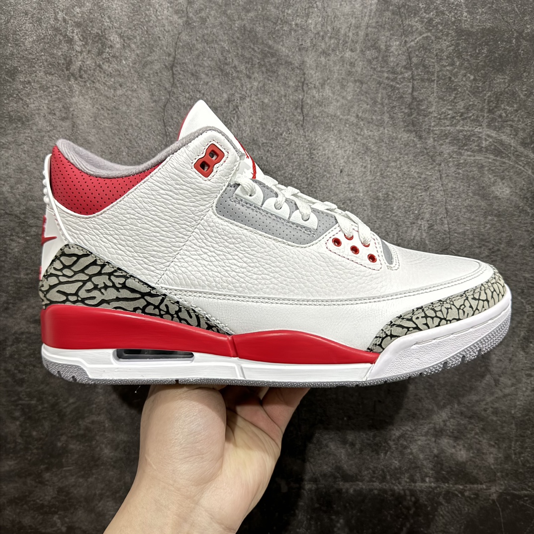 【原厂版】Air Jordan AJ 3 OG ”Fire Red”白红“元年复刻”aj3新火焰红 DN3707-160nn原纸板楦头开发 原厂皮料完美版型 一比一鞋头弧度高度鞋身弧度数据细节工艺流程均保持原鞋一致原厂TPU网格鞋带扣 正确内里网布菱角分明不变形无多余毛边 柔软性质感一致于原鞋原厂织唛标 原厂飞人电绣工艺 印刷中底布 四线拉帮米色美纹纸贴合固定 进口港宝加持 后跟自然饱满 尺码：40 40.5 41 42 42.5 43 44 44.5 45 46 47.5-莆田鞋批发中心