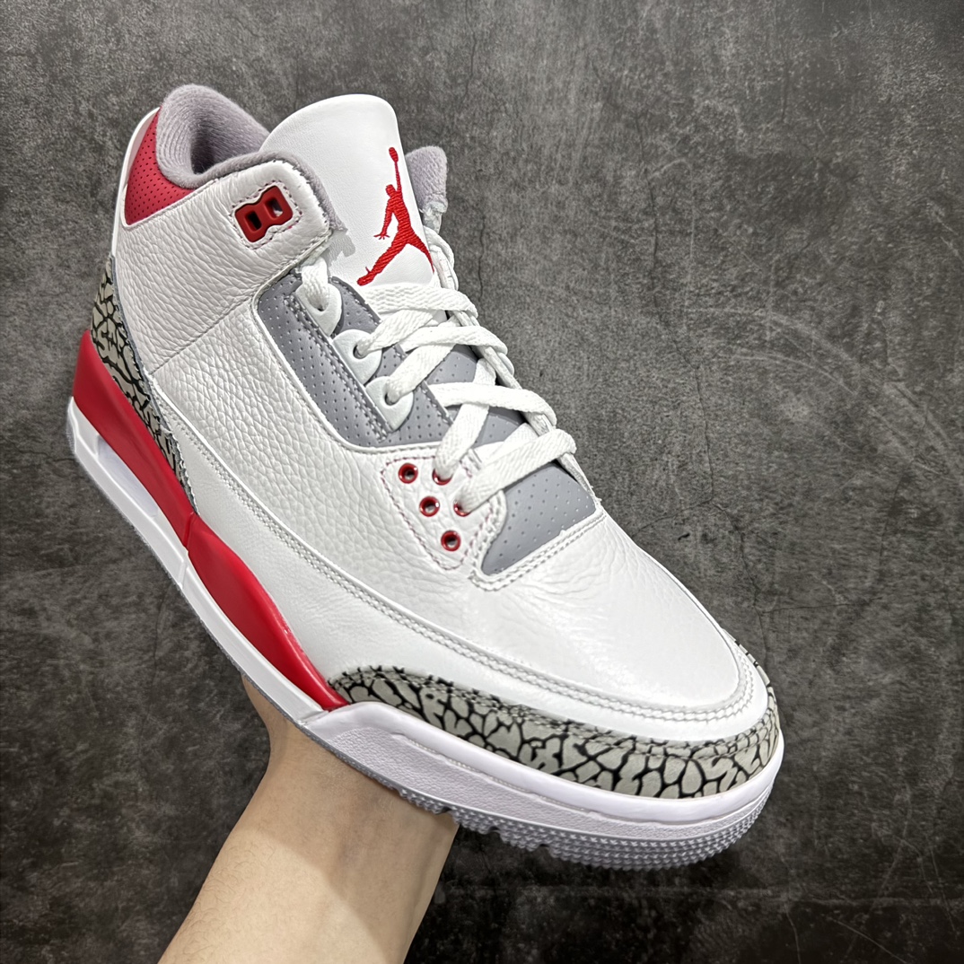 图片[3]-【原厂版】Air Jordan AJ 3 OG ”Fire Red”白红“元年复刻”aj3新火焰红 DN3707-160nn原纸板楦头开发 原厂皮料完美版型 一比一鞋头弧度高度鞋身弧度数据细节工艺流程均保持原鞋一致原厂TPU网格鞋带扣 正确内里网布菱角分明不变形无多余毛边 柔软性质感一致于原鞋原厂织唛标 原厂飞人电绣工艺 印刷中底布 四线拉帮米色美纹纸贴合固定 进口港宝加持 后跟自然饱满 尺码：40 40.5 41 42 42.5 43 44 44.5 45 46 47.5-莆田鞋批发中心