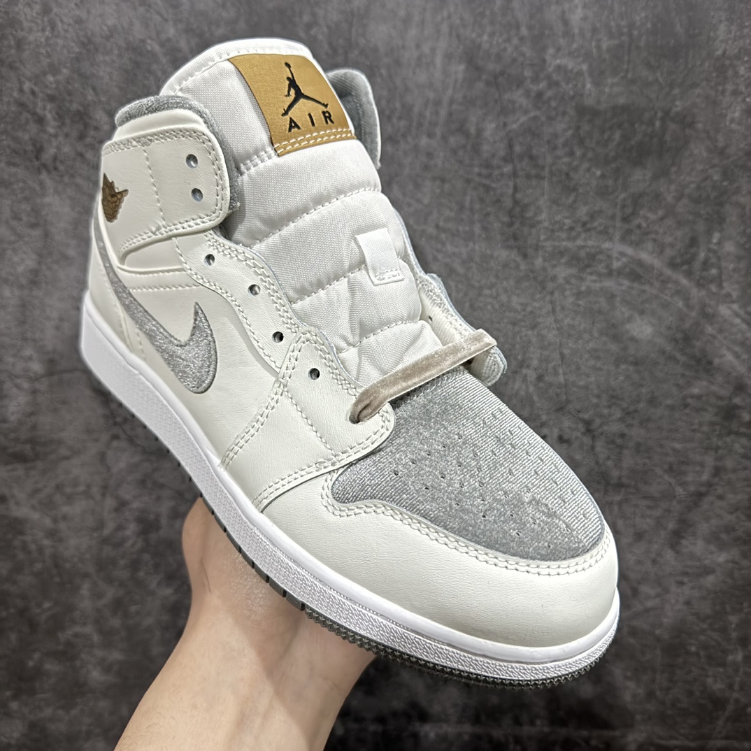 AirJordanAJ1Mid中帮丝绒米灰FB9899-100市面中低帮最具代表性版本没有之一口碑大厂出