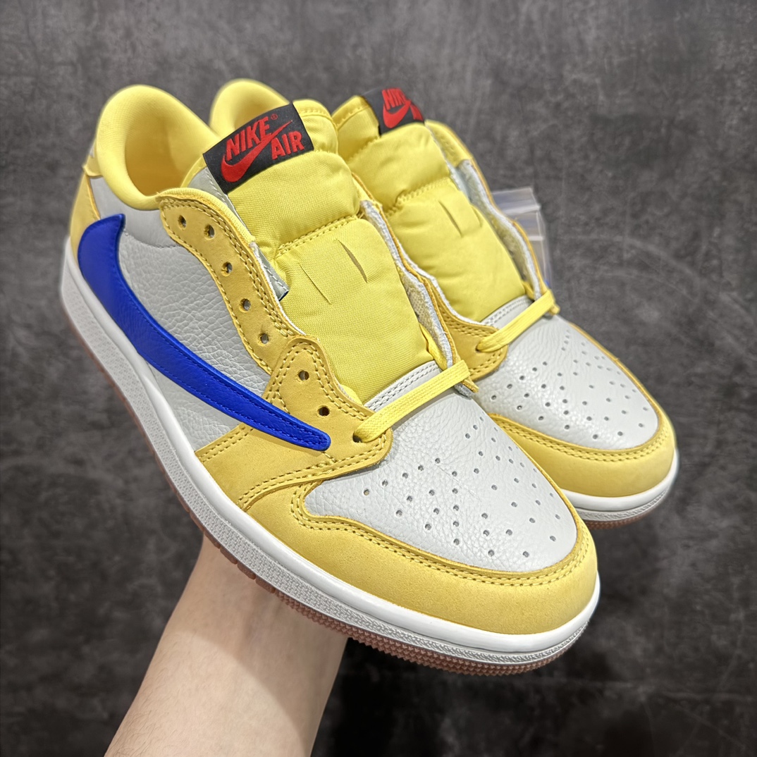 【PK纯原】 Travis Scott x Air Jordan AJ1 Low OG SP TS联名倒钩8.0低帮 黄蓝色 DZ4137-700n原厂全套原裁片  目前市面唯一正确版 提前流出原鞋开发 区别市面看图做货全套原厂生产指令 内外盒标包装纸鞋带配件均同步公司发售大货 已全方位校对 放心开冲 裸鞋 渠道货 玩家 随意操作SIZE：36 36.5 37.5 38 38.5 39 40 40.5 41 42 42.5 43 44 44.5 45 46 47.5-莆田鞋批发中心