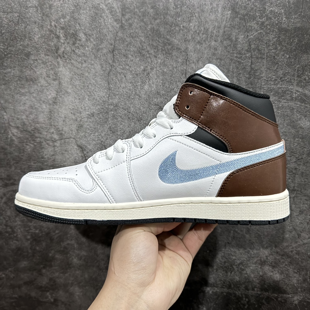 AirJordanAJ1Mid中帮白棕FQ8162-142原厂内置全掌气垫A模大底头层小牛皮鞋舌AJ原厂