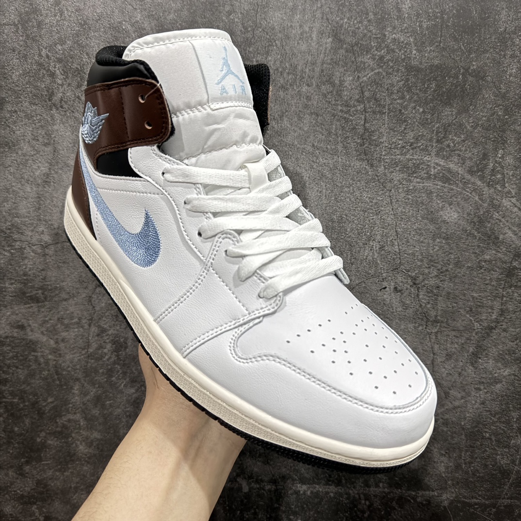 AirJordanAJ1Mid中帮白棕FQ8162-142原厂内置全掌气垫A模大底头层小牛皮鞋舌AJ原厂