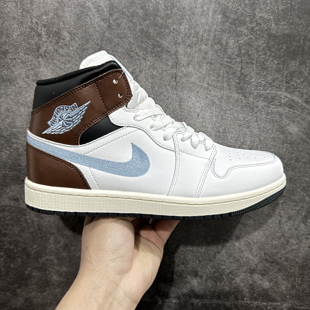 AirJordanAJ1Mid中帮白棕FQ8162-142原厂内置全掌气垫A模大底头层小牛皮鞋舌AJ原厂