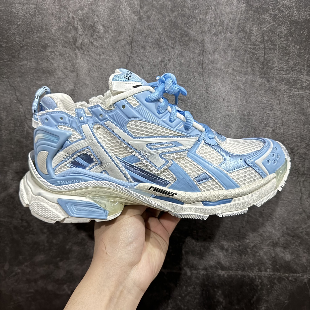 【XA版本】Balenciaga Runer 巴黎世家7代 破坏风 手工做旧款复古老爹鞋 白蓝做旧nn全新版本出货 核心配合工厂优势供应市场最优品质 鞋型细节做旧等都好于市场版本n不但比市场货好 而且比市场货便宜💪🏻n原厂点胶工艺同步原鞋 区别市面所有版本n非市面所有固定TPU，原厂订制胶棒 一切细节高端还原  ，欢迎挑刺💪🏻 尺码：35-46-莆田鞋批发中心