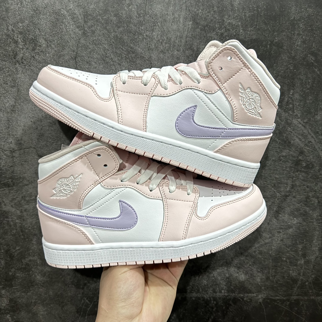 AirJordanAJ1Mid中帮粉紫FD8780-601原厂内置全掌气垫A模大底头层小牛皮鞋舌AJ原厂