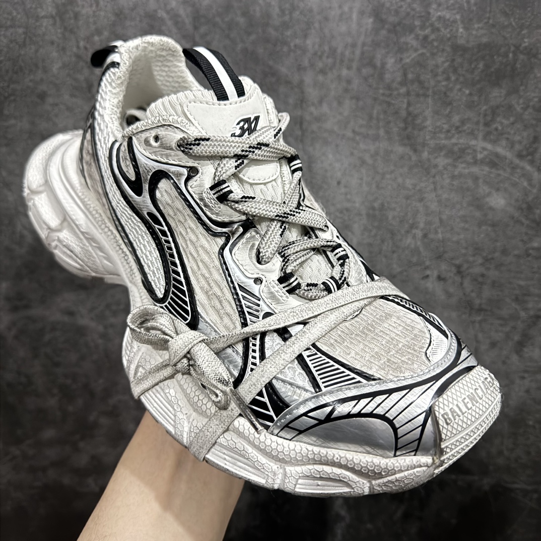 BALENCIAGA3XLSneakers巴黎世家十代网布系带低帮走秀复古老爹鞋白黑全新版本全新顶端品质