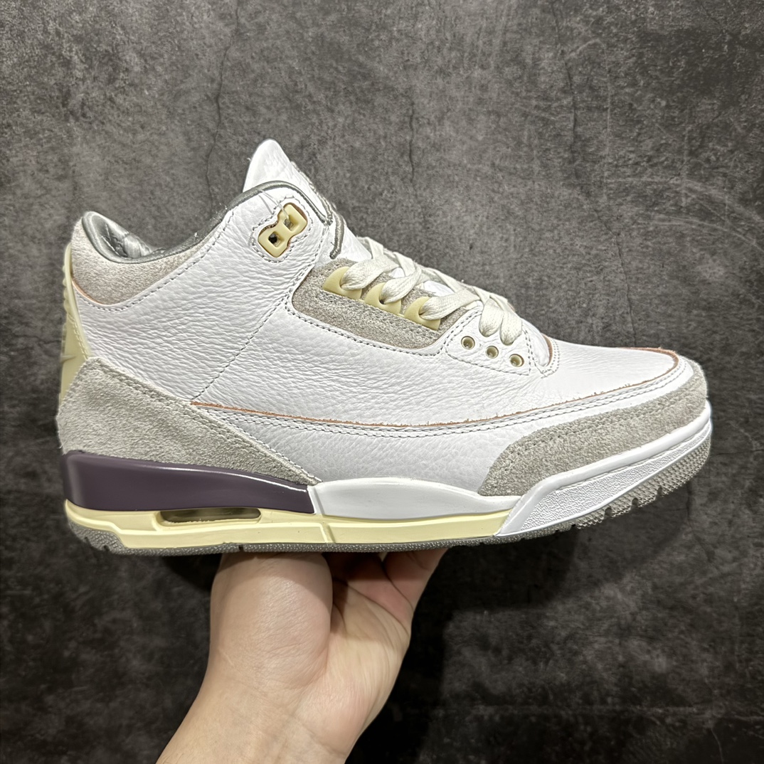 【外贸头层纯原】nAir Jordan AJ3 Retro 米白灰 AMM联名 DH3434-110n 原纸板楦头开发 超正三代版型 全头层麂皮皮料加持 质感十足 元老级版师操刀倾力打造 完美中底拉帮 乳胶鞋垫不偷工减料 原厂电绣鞋舌飞人刺绣针数立体讲究精细 成熟大厂流水线出品 免检产品SIZE：40 40.5 41 42 42.5 43 44 44.5 45 46 47.5 编码：777360400-莆田鞋批发中心