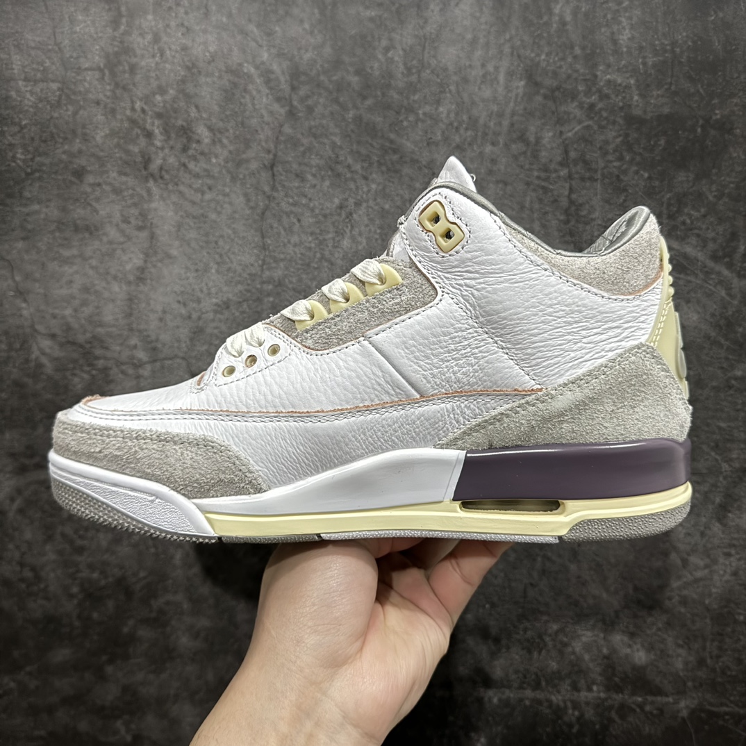 图片[2]-【外贸头层纯原】nAir Jordan AJ3 Retro 米白灰 AMM联名 DH3434-110n 原纸板楦头开发 超正三代版型 全头层麂皮皮料加持 质感十足 元老级版师操刀倾力打造 完美中底拉帮 乳胶鞋垫不偷工减料 原厂电绣鞋舌飞人刺绣针数立体讲究精细 成熟大厂流水线出品 免检产品SIZE：40 40.5 41 42 42.5 43 44 44.5 45 46 47.5 编码：777360400-莆田鞋批发中心