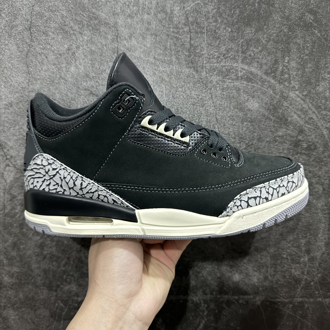 外贸头层纯原AirJordanAJ3OffNoir奥利奥黑水泥2.0CK9246-001原纸板楦头开发超