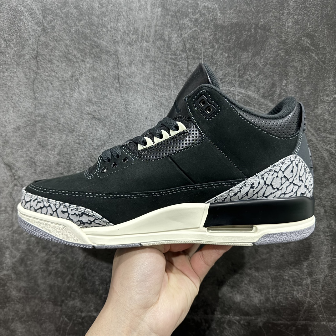 外贸头层纯原AirJordanAJ3OffNoir奥利奥黑水泥2.0CK9246-001原纸板楦头开发超