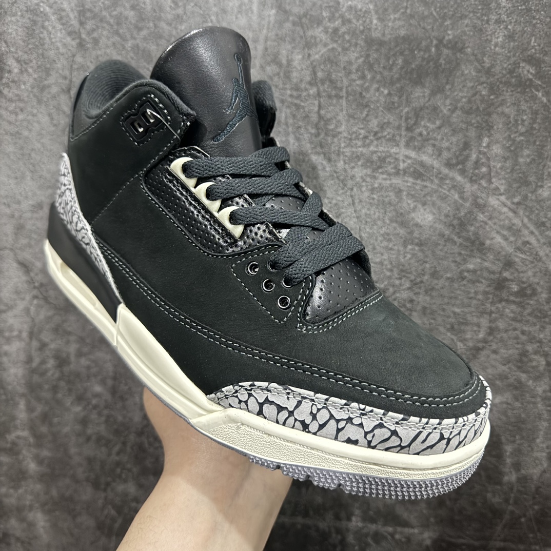 外贸头层纯原AirJordanAJ3OffNoir奥利奥黑水泥2.0CK9246-001原纸板楦头开发超