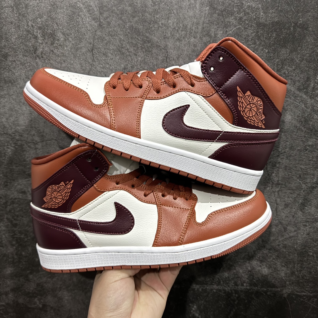 AirJordanAJ1Mid中帮白黑红BQ6472-200原厂内置全掌气垫A模大底头层小牛皮鞋舌AJ原