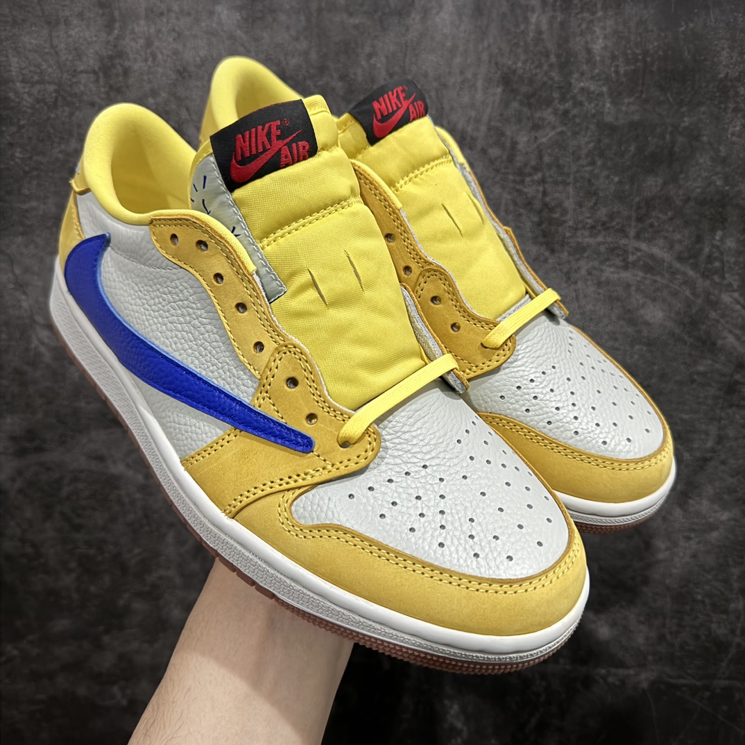 TravisScottxAirJordanAJ1LowOGSPTS联名倒钩7.0低帮黄蓝色DZ4137-