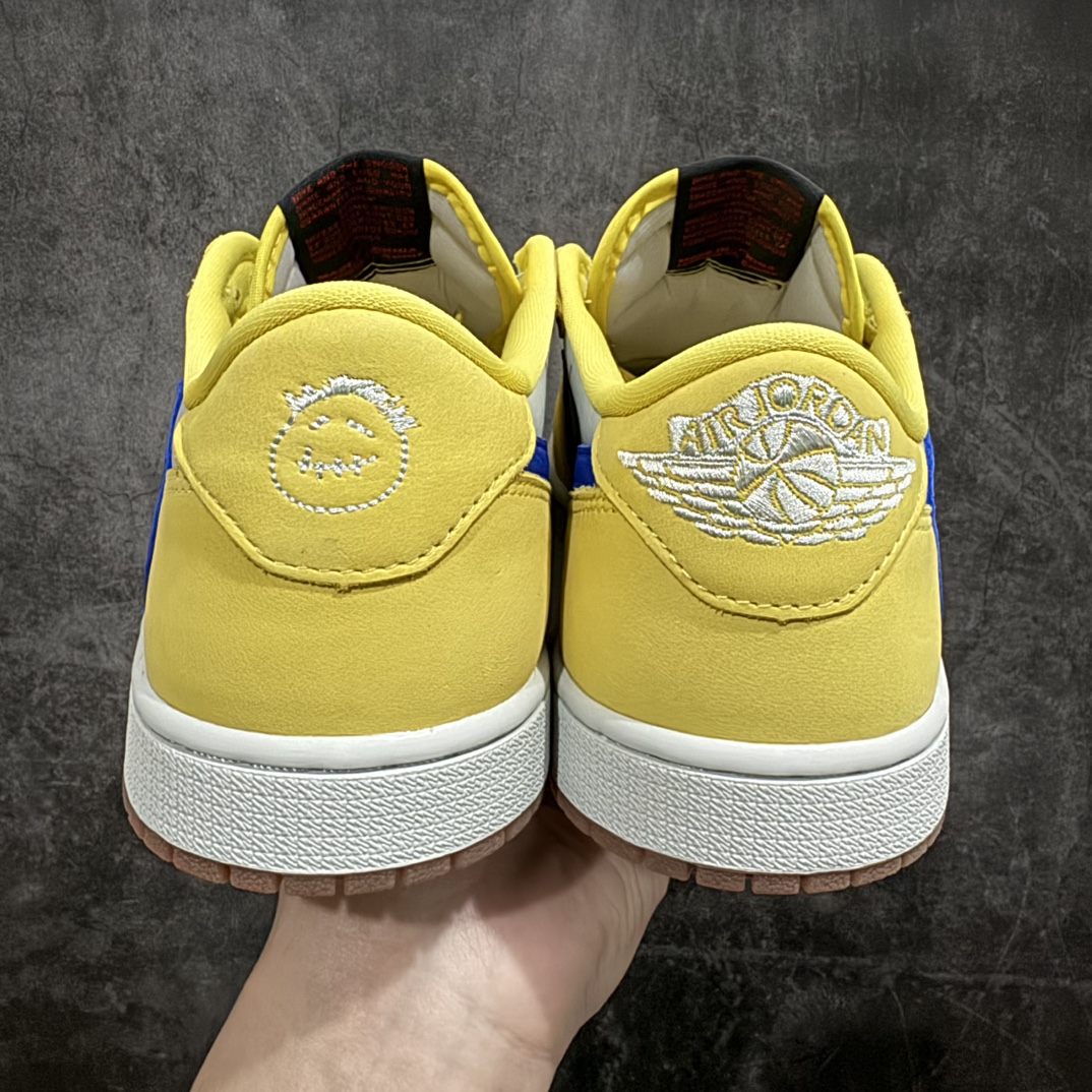 Y3版本TravisScottxAirJordanAJ1LowOGSPTS联名倒钩7.0低帮黄蓝色DZ4