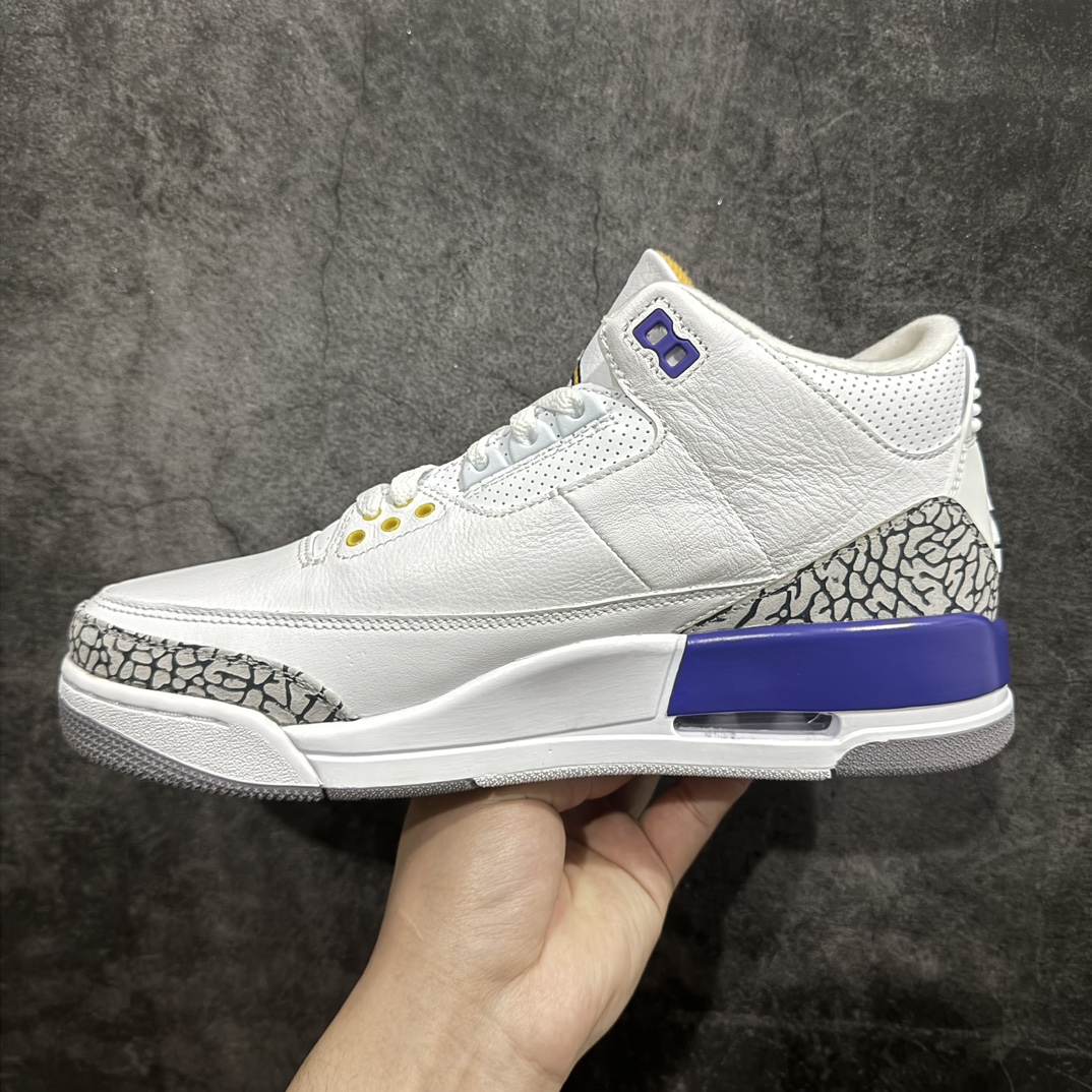 纯原版本AirJordan3AJ3白灰紫湖人紫金爆裂纹复古中帮869802-907全套原纸板楦头开发原厂