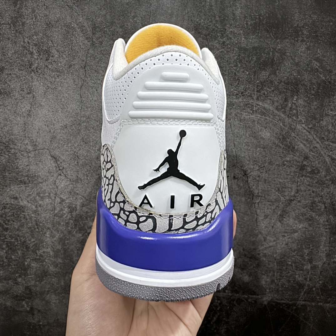 纯原版本AirJordan3AJ3白灰紫湖人紫金爆裂纹复古中帮869802-907全套原纸板楦头开发原厂