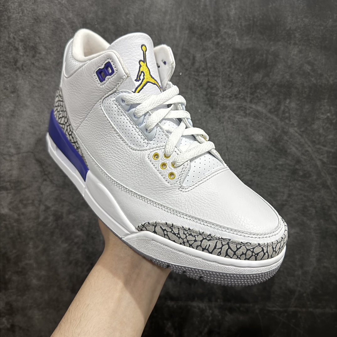 纯原版本AirJordan3AJ3白灰紫湖人紫金爆裂纹复古中帮869802-907全套原纸板楦头开发原厂