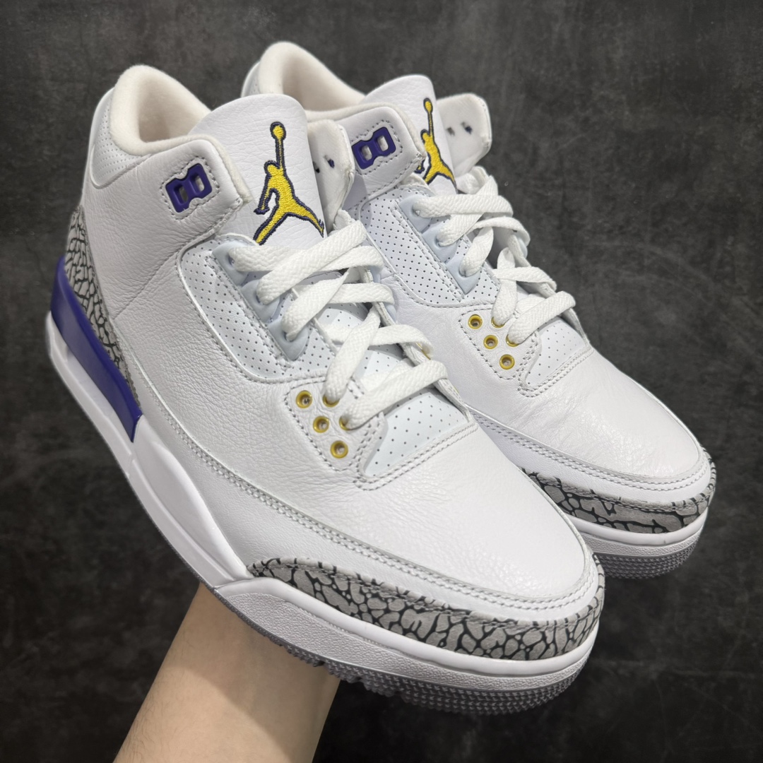 纯原版本AirJordan3AJ3白灰紫湖人紫金爆裂纹复古中帮869802-907全套原纸板楦头开发原厂