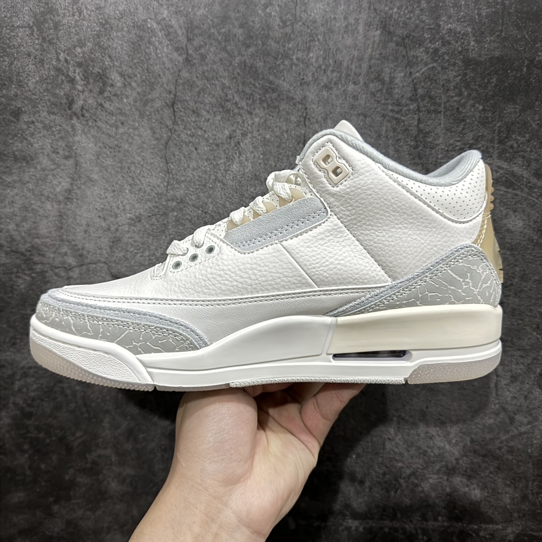 图片[2]-【神版/小绿x版】Air Jordan AJ3 Craft \”Ivory\” 象牙白 货号：FJ9479-100独家外贸特供尺码含45.5 48.5国内外口碑最好最推荐的产品 市场中端王者 亲自操刀耗时半年巨作 全套原纸板楦头开发 原厂大底磨具加持立体防滑纹理 原装可视Air Sole气垫 原汁原味最完美的三代版型 唯一正确鞋头趴度弧度高度鞋身腰线 此版本只针对中端市场 皮料材质有所更替 其他数据细节工艺流程均保持一致 绝不口嗨 细节品控鞋型随意秒杀市面3XX 4XX 原厂TPU后跟饰片 正确内里反口里网布 皮料菱角分明不变形无多余毛边 正确手工大底描漆拉丝 市场唯一原厂鞋扣模具 原厂织唛标 原厂飞人电绣工艺 尾指中部跳三针 独家绑鞋带手法 印刷中底布 四线拉帮 米色美纹纸贴合固定 进口港宝加持 后跟自然饱满 全鞋荧光划线卡点 追求极致完美 每一双都是工艺品 多重QC质检 超越公司货的品控标准 实实在在的免检产品 尺码：40 40.5 41 42 42.5 43 44 44.5 45 45.5 46 47.5 48.5 编码：MF390410-鞋库