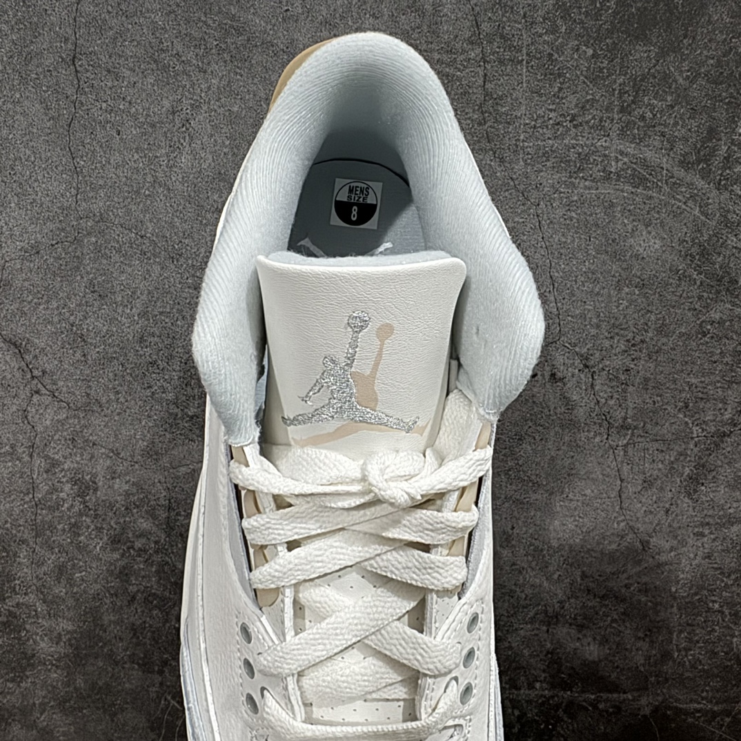 图片[8]-【神版/小绿x版】Air Jordan AJ3 Craft \”Ivory\” 象牙白 货号：FJ9479-100独家外贸特供尺码含45.5 48.5国内外口碑最好最推荐的产品 市场中端王者 亲自操刀耗时半年巨作 全套原纸板楦头开发 原厂大底磨具加持立体防滑纹理 原装可视Air Sole气垫 原汁原味最完美的三代版型 唯一正确鞋头趴度弧度高度鞋身腰线 此版本只针对中端市场 皮料材质有所更替 其他数据细节工艺流程均保持一致 绝不口嗨 细节品控鞋型随意秒杀市面3XX 4XX 原厂TPU后跟饰片 正确内里反口里网布 皮料菱角分明不变形无多余毛边 正确手工大底描漆拉丝 市场唯一原厂鞋扣模具 原厂织唛标 原厂飞人电绣工艺 尾指中部跳三针 独家绑鞋带手法 印刷中底布 四线拉帮 米色美纹纸贴合固定 进口港宝加持 后跟自然饱满 全鞋荧光划线卡点 追求极致完美 每一双都是工艺品 多重QC质检 超越公司货的品控标准 实实在在的免检产品 尺码：40 40.5 41 42 42.5 43 44 44.5 45 45.5 46 47.5 48.5 编码：MF390410-鞋库