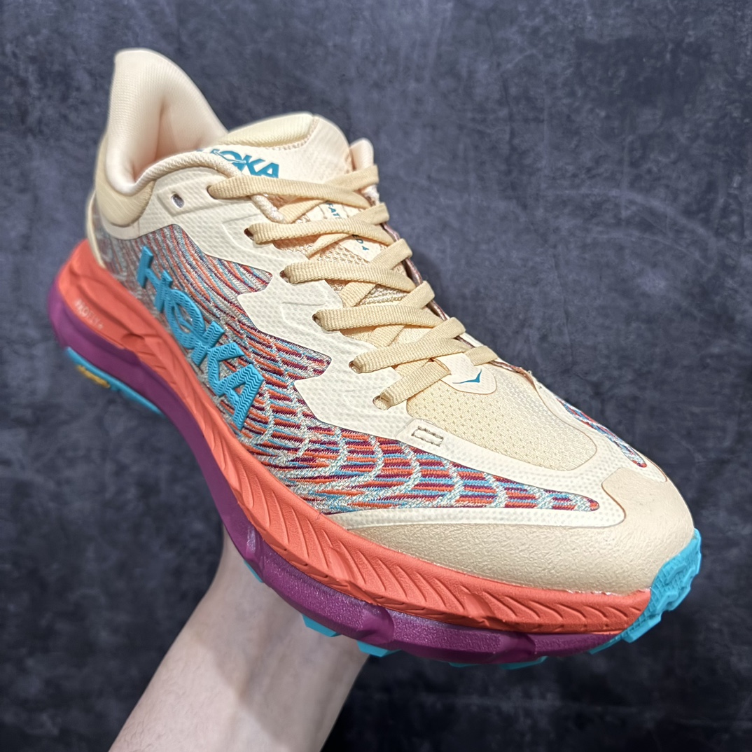 图片[3]-【公司级】HOKA ONE ONE Mafate Speed 4 飞速玛法特4代系列低帮轻量户外越野休闲运动慢跑鞋HOKA ONE ONE是来自美国的跑步鞋知名品牌，创立于2009年，始终致力于为所有跑者提供更新、更好的跑步装备。相比常规跑鞋，HOKA ONE ONE特别研发使用性能独特的几何形跑鞋中底，此种鞋底更厚、更高、回弹性也更好，除了卓越的缓冲性能，它还能为各种阶段的跑者带来更具动感、更加稳定的跑步体验。HOKAONE ONE从设计之初就清楚意识到，要保证跑者步幅的均匀一致，双脚自然而然的运动至关重要。n 尺码：36 36.5 37.5 38 39 40 40.5 41 42 42.5 43 44 45 46 编码：NM280300-莆田鞋批发中心