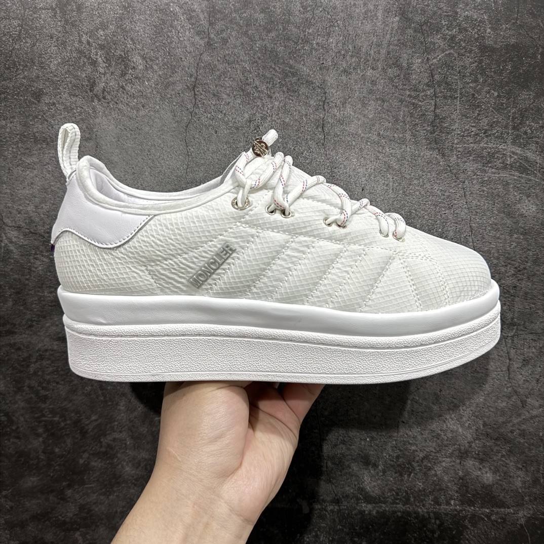 300 【OK纯原版本】Moncler x Adidas originals Campus 盟可睐 x 阿迪达斯低帮联名白色舒适气质百搭防滑低邦板鞋男女同款 IG7865