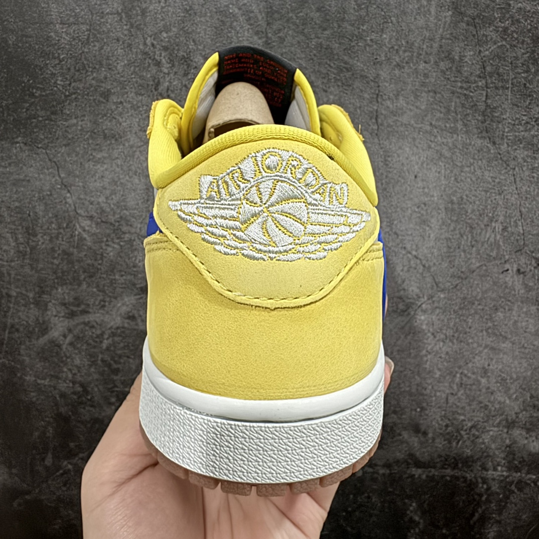 图片[4]-【纯原X版】Travis Scott x Air Jordan AJ1 Low OG SP TS联名倒钩7.0低帮 黄蓝色 DZ4137-700n所有皮料均来自原厂 所有细节均多次校对n针车效果同步原鞋 刺绣拉到原厂定做n原楦原纸板开发 后跟弧度收口自然不对折极致一眼正品既视感 进口玻璃冲刀皮料裁剪零毛边承诺百分百一致原鞋 鞋面清洁度最高 QC检验标准 控制溢胶 鞋盒、防尘纸 配件鞋带 均采购来自原厂 尺码：36-47.5 编码：X10390420-莆田鞋批发中心