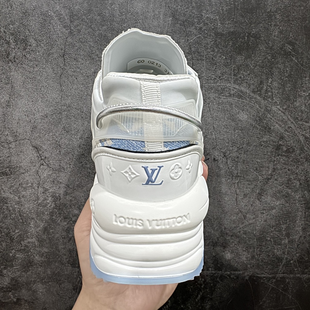 550 【广东顶级纯原】LV 低帮 蓝白色 路易威登 Louis Vuitton RUN 55圆头系带低帮运动休闲鞋