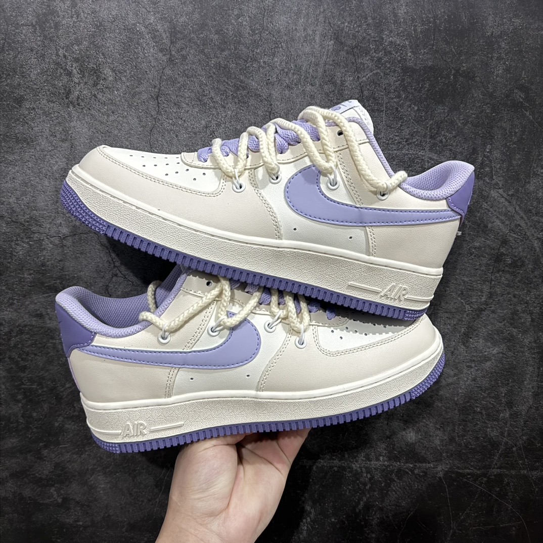 260 Nk Air Force 1'07 Low Milk White/Blue” 奶油紫绑绳 空军一号解构风定制低帮休闲板鞋 BD7701-022