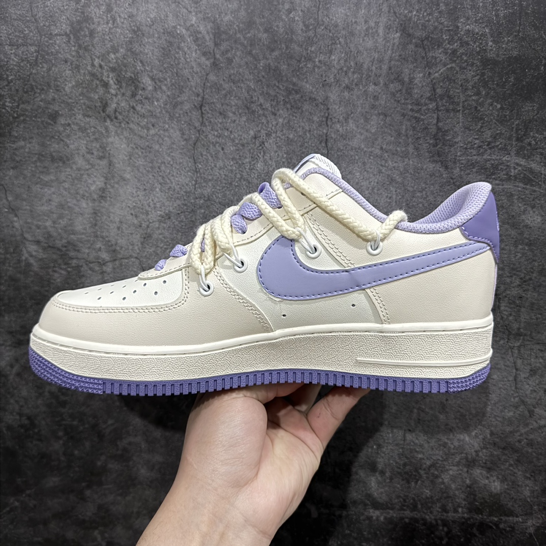 260 Nk Air Force 1'07 Low Milk White/Blue” 奶油紫绑绳 空军一号解构风定制低帮休闲板鞋 BD7701-022