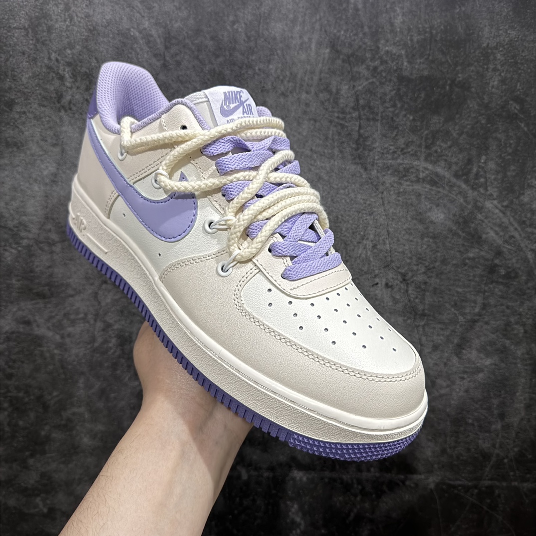 260 Nk Air Force 1'07 Low Milk White/Blue” 奶油紫绑绳 空军一号解构风定制低帮休闲板鞋 BD7701-022