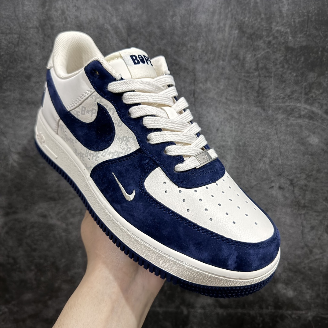 260 Nk Air Force 1'07 Low BAPE联名-米白蓝猪八 空军一号低帮休闲板鞋 BA8806-222