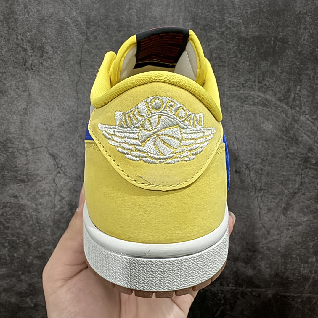 图片[4]-【老DT版】Travis Scott x Air Jordan AJ1 Low OG SP TS联名倒钩8.0低帮 黄蓝色 DZ4137-700n原盒原配 原厂拉帮工艺 针距密度一致 全新升级网板中底 原楦原纸板开发 后跟弧度收口自然不对折 极致一眼正品既视感 原厂皮料 进口玻璃冲刀皮料裁剪零毛边 承诺百分百一致原鞋 全鞋电脑针车工艺 鞋面清洁度最高QC检验标准 控制溢胶 原厂电绣工艺 鞋标鞋盒、防尘纸  均采购来自原厂SIZE：36 36.5 37.5 38 38.5 39 40 40.5 41 42 42.5 43 44 44.5 45 46 47.5 编码：T1390420-鞋库