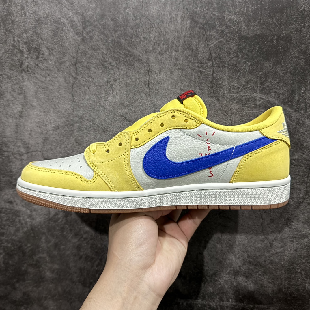 图片[2]-【老DT版】Travis Scott x Air Jordan AJ1 Low OG SP TS联名倒钩8.0低帮 黄蓝色 DZ4137-700n原盒原配 原厂拉帮工艺 针距密度一致 全新升级网板中底 原楦原纸板开发 后跟弧度收口自然不对折 极致一眼正品既视感 原厂皮料 进口玻璃冲刀皮料裁剪零毛边 承诺百分百一致原鞋 全鞋电脑针车工艺 鞋面清洁度最高QC检验标准 控制溢胶 原厂电绣工艺 鞋标鞋盒、防尘纸  均采购来自原厂SIZE：36 36.5 37.5 38 38.5 39 40 40.5 41 42 42.5 43 44 44.5 45 46 47.5 编码：T1390420-鞋库