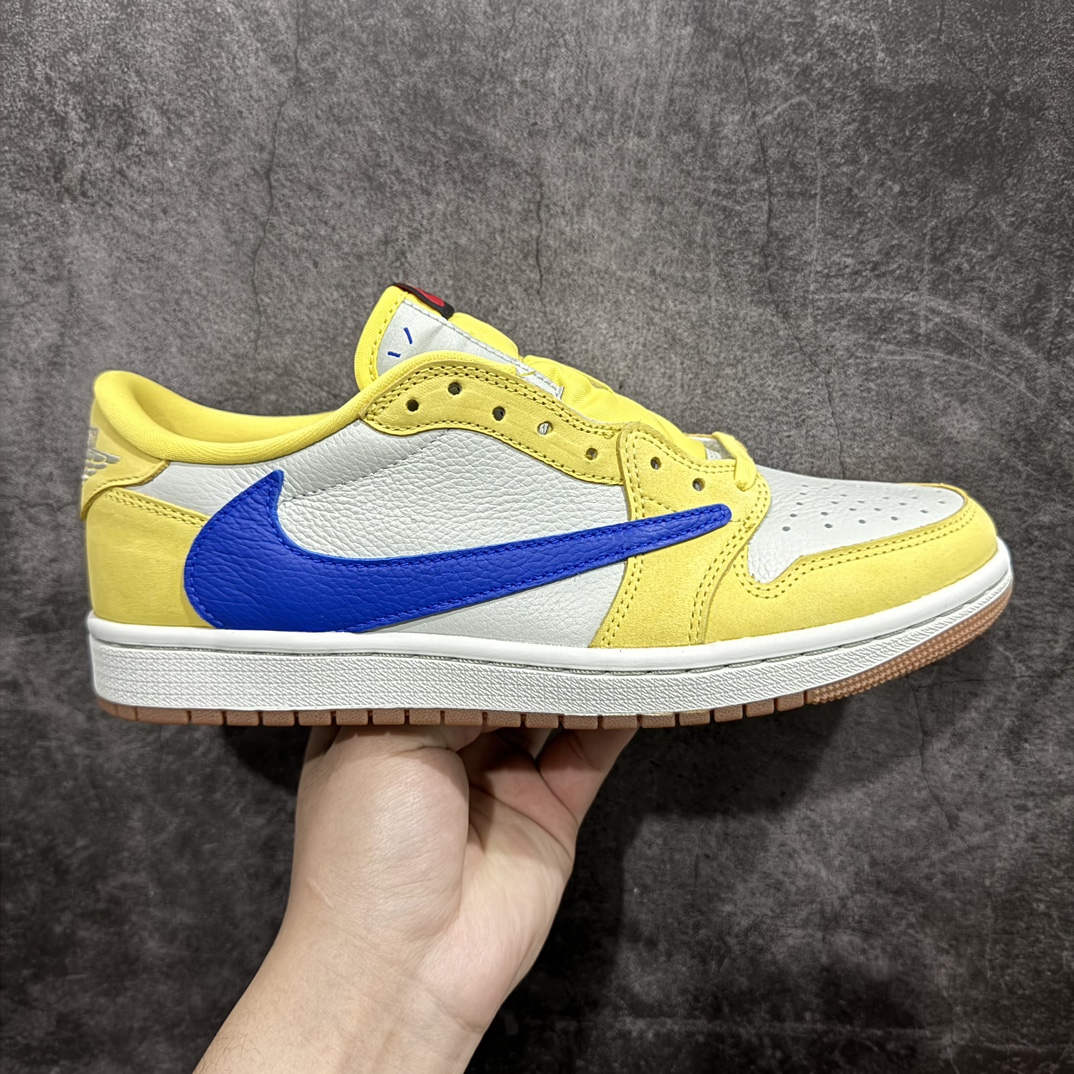 【老DT版】Travis Scott x Air Jordan AJ1 Low OG SP TS联名倒钩8.0低帮 黄蓝色 DZ4137-700n原盒原配 原厂拉帮工艺 针距密度一致 全新升级网板中底 原楦原纸板开发 后跟弧度收口自然不对折 极致一眼正品既视感 原厂皮料 进口玻璃冲刀皮料裁剪零毛边 承诺百分百一致原鞋 全鞋电脑针车工艺 鞋面清洁度最高QC检验标准 控制溢胶 原厂电绣工艺 鞋标鞋盒、防尘纸  均采购来自原厂SIZE：36 36.5 37.5 38 38.5 39 40 40.5 41 42 42.5 43 44 44.5 45 46 47.5 编码：T1390420-鞋库