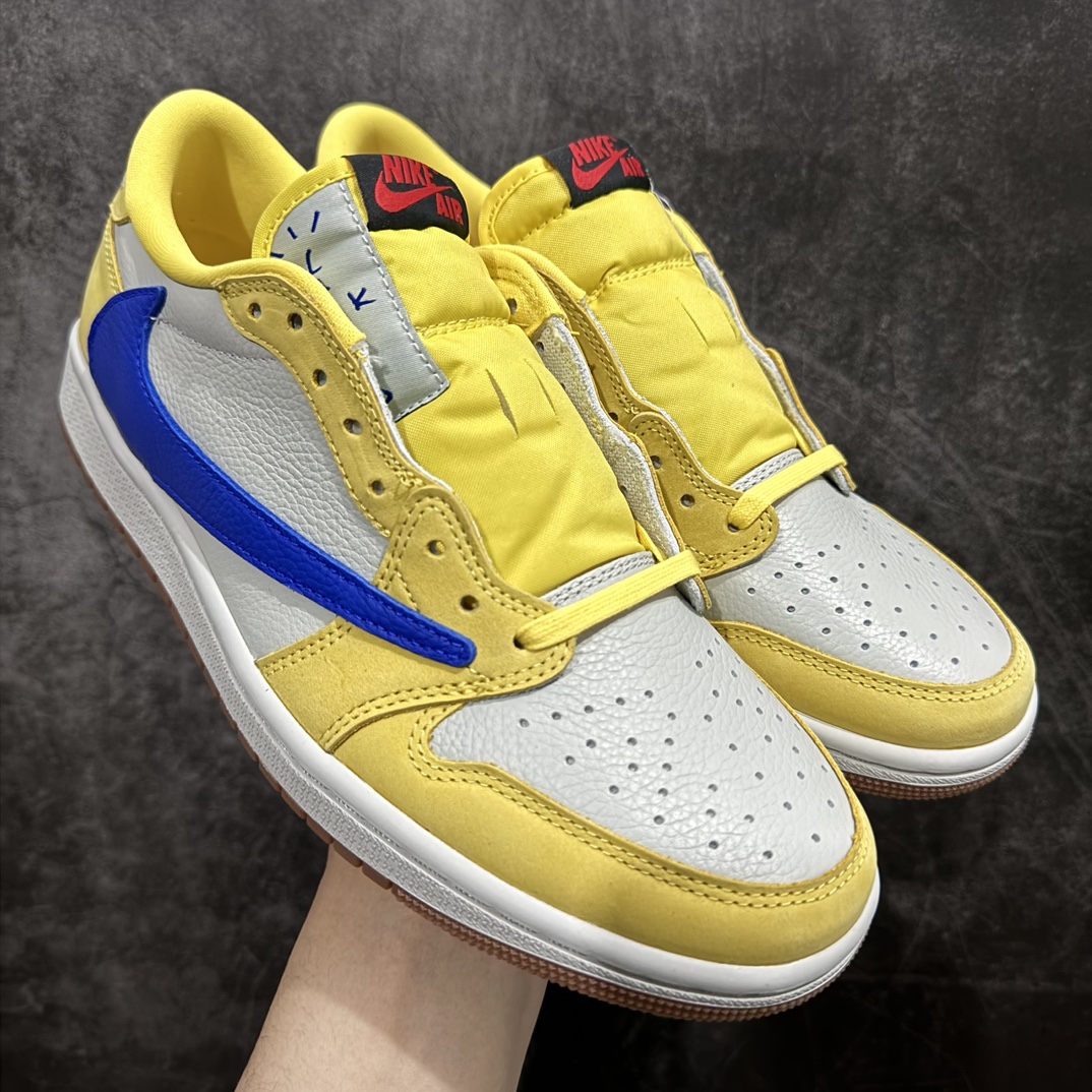 【老DT版】Travis Scott x Air Jordan AJ1 Low OG SP TS联名倒钩8.0低帮 黄蓝色 DZ4137-700n原盒原配 原厂拉帮工艺 针距密度一致 全新升级网板中底 原楦原纸板开发 后跟弧度收口自然不对折 极致一眼正品既视感 原厂皮料 进口玻璃冲刀皮料裁剪零毛边 承诺百分百一致原鞋 全鞋电脑针车工艺 鞋面清洁度最高QC检验标准 控制溢胶 原厂电绣工艺 鞋标鞋盒、防尘纸  均采购来自原厂SIZE：36 36.5 37.5 38 38.5 39 40 40.5 41 42 42.5 43 44 44.5 45 46 47.5 编码：T1390420-鞋库