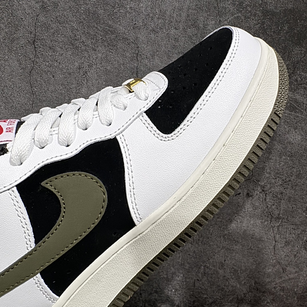 公司级NikeAirForce1Low07白黑军绿勾原楦头原纸板打造纯正低帮空军版型专注外贸渠道全掌内置