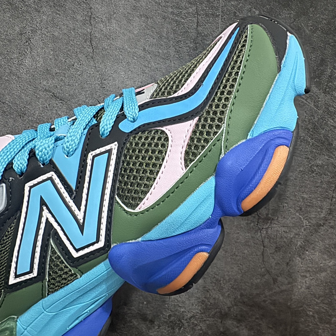 图片[6]-【公司级】 New Balance NB9060 联名款 复古休闲运动慢跑鞋 蓝绿粉 货号：U9060NBO 全套原楦原纸板原厂数据开发 进口三明治网面 原装进口翻毛皮料正确绒感卡色 正确中底拉帮中底网布细节 原厂标裁 带紫光防伪 定制后跟透明水晶模块 冲裁组合 大底贴合程度胶水上色把控完美 整洁度挑战全网艺术家 多道序QC把关品质完善 匠心打造 耗时两个月开发完成 工艺极其复杂难度可想而知 新开独立私模大底 全网唯一正确六层组合大底 高端零售专供产物Size：36 37 37.5 38 38.5 39 40 40.5 41 42 42.5 43 44 45  编码：LDS270290-鞋库