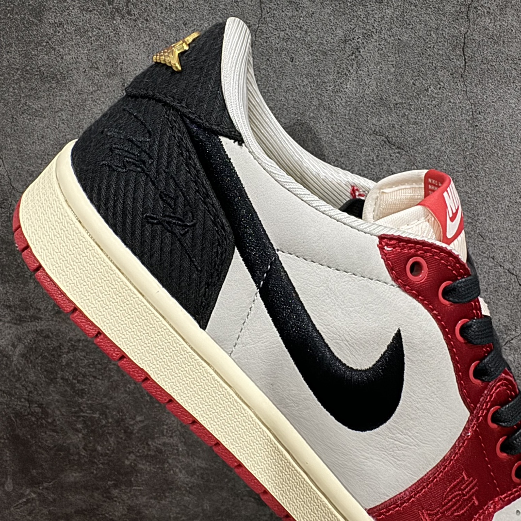 300 【DT版本】Trophy Room x Air Jordan 1 Low OG"Away"乔丹1代低帮联名黑红公牛丝绸 FN0432-100