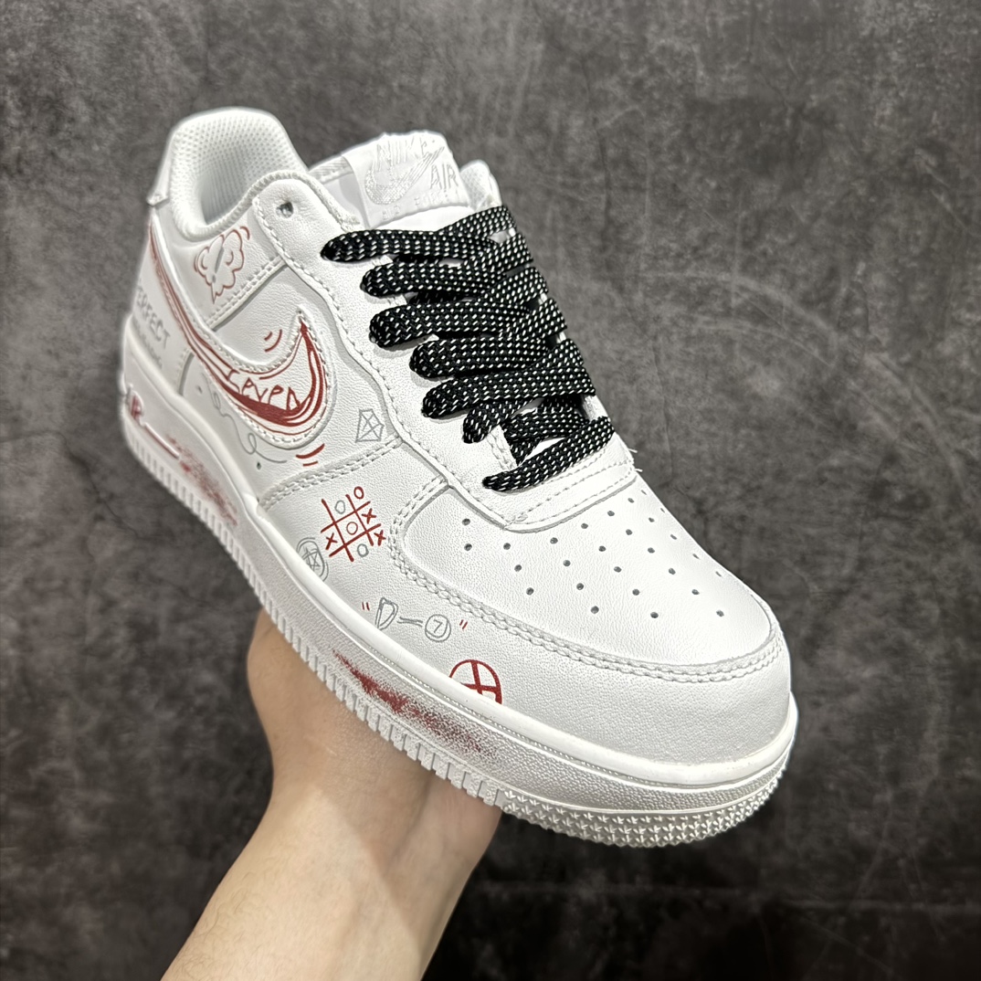 200 Nike Air Force 1 Low 07 二次元 艺术涂鸦 白红 AM0703-123